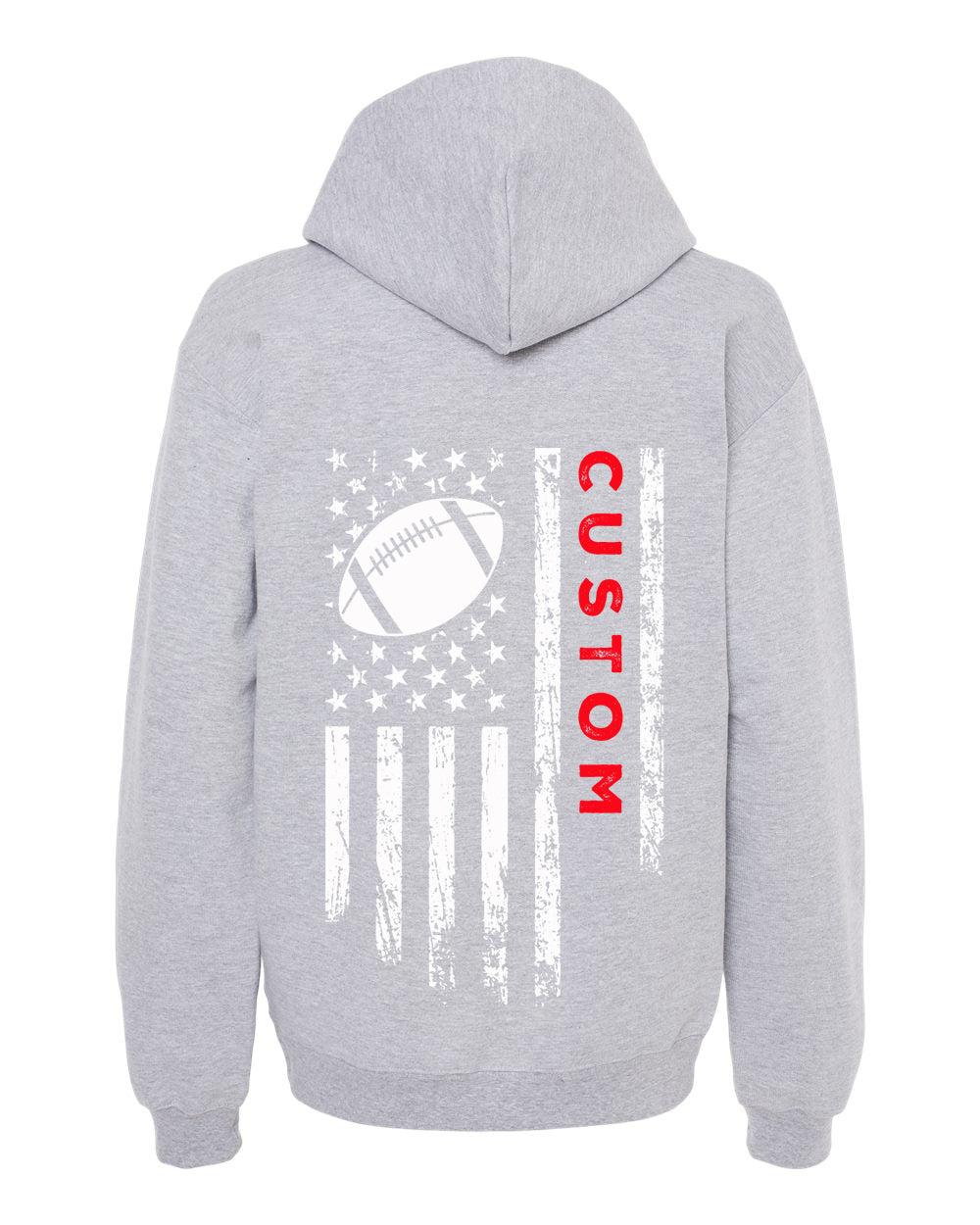 CUSTOM/U.S.A. FLAG HOODIE - ADULT Red Lettering/ White Flag