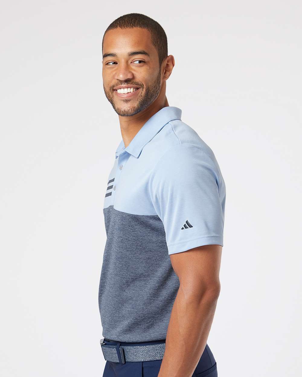 Adidas - Heathered Colorblocked 3-Stripes Polo - A508