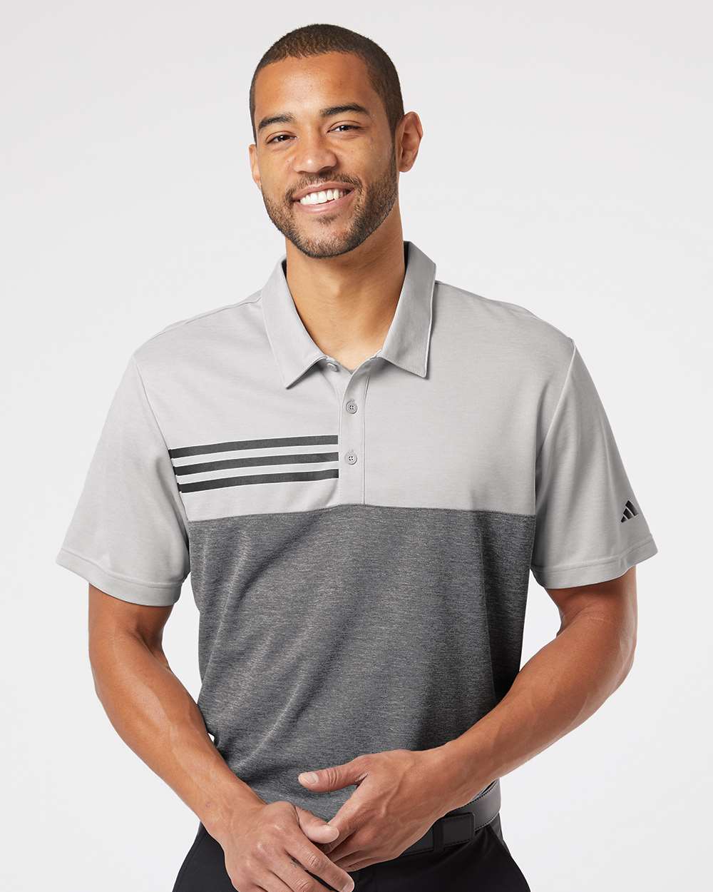 Adidas - Heathered Colorblocked 3-Stripes Polo - A508