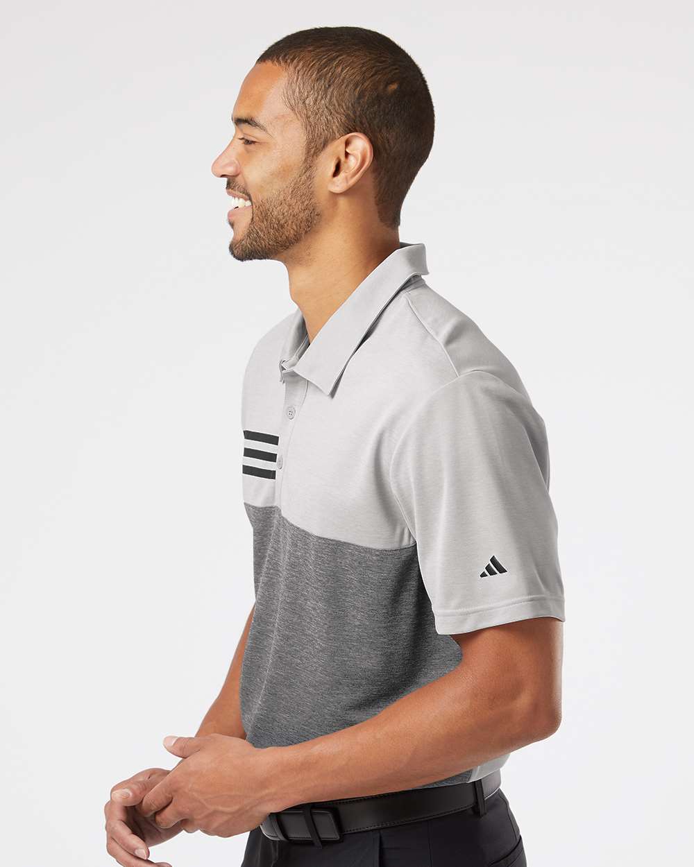 Adidas - Heathered Colorblocked 3-Stripes Polo - A508