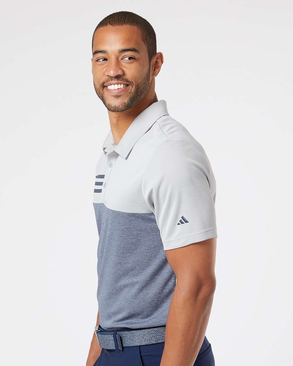 Adidas - Heathered Colorblocked 3-Stripes Polo - A508