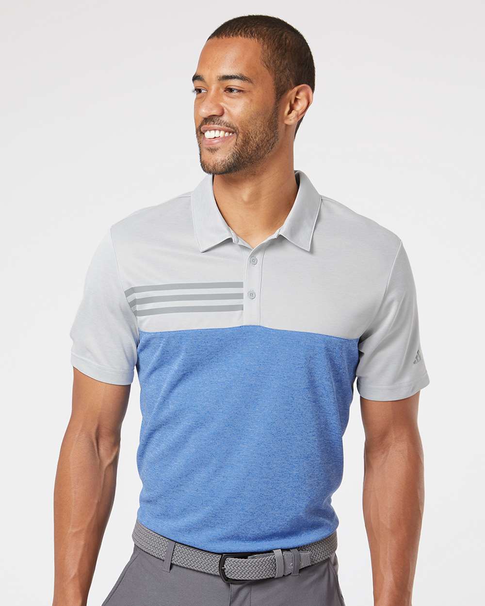 Adidas - Heathered Colorblocked 3-Stripes Polo - A508