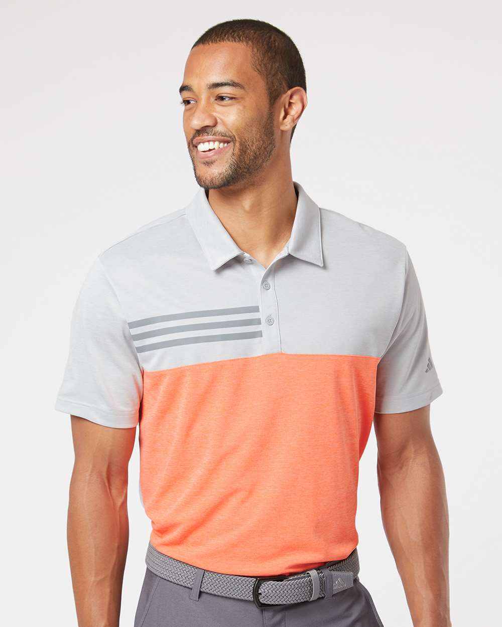 Adidas - Heathered Colorblocked 3-Stripes Polo - A508