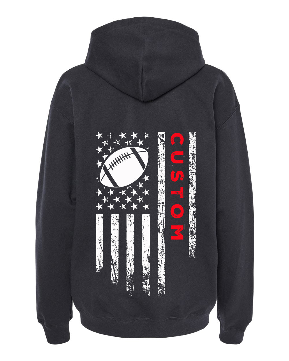 CUSTOM/U.S.A. FLAG HOODIE - ADULT Red Lettering/ White Flag