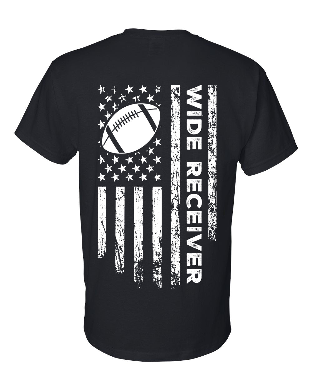 WIDE RECEIVER/U.S.A. FLAG T-Shirt - ADULT White Lettering/White Flag