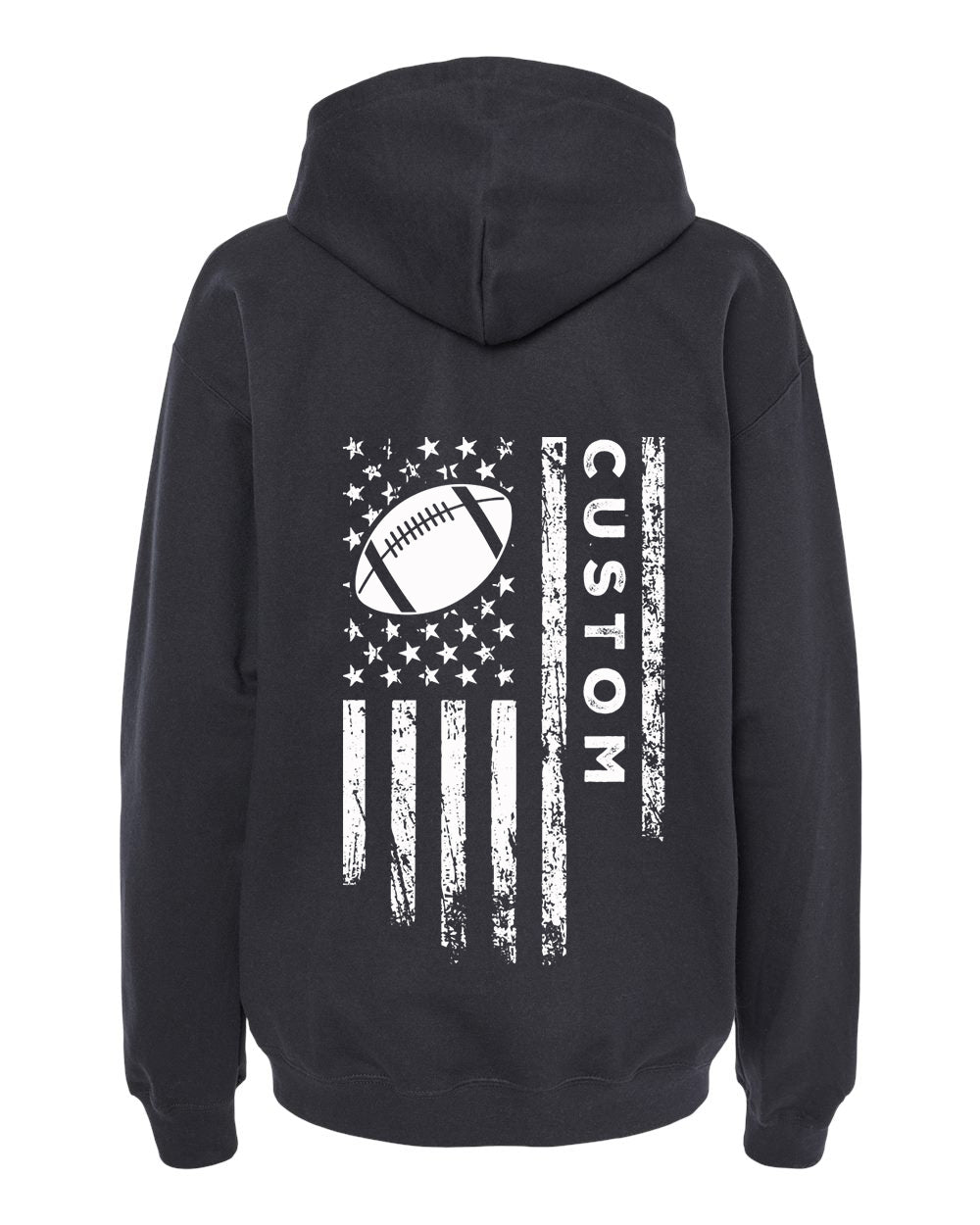 CUSTOM/U.S.A. FLAG HOODIE - ADULT White Lettering/ White Flag