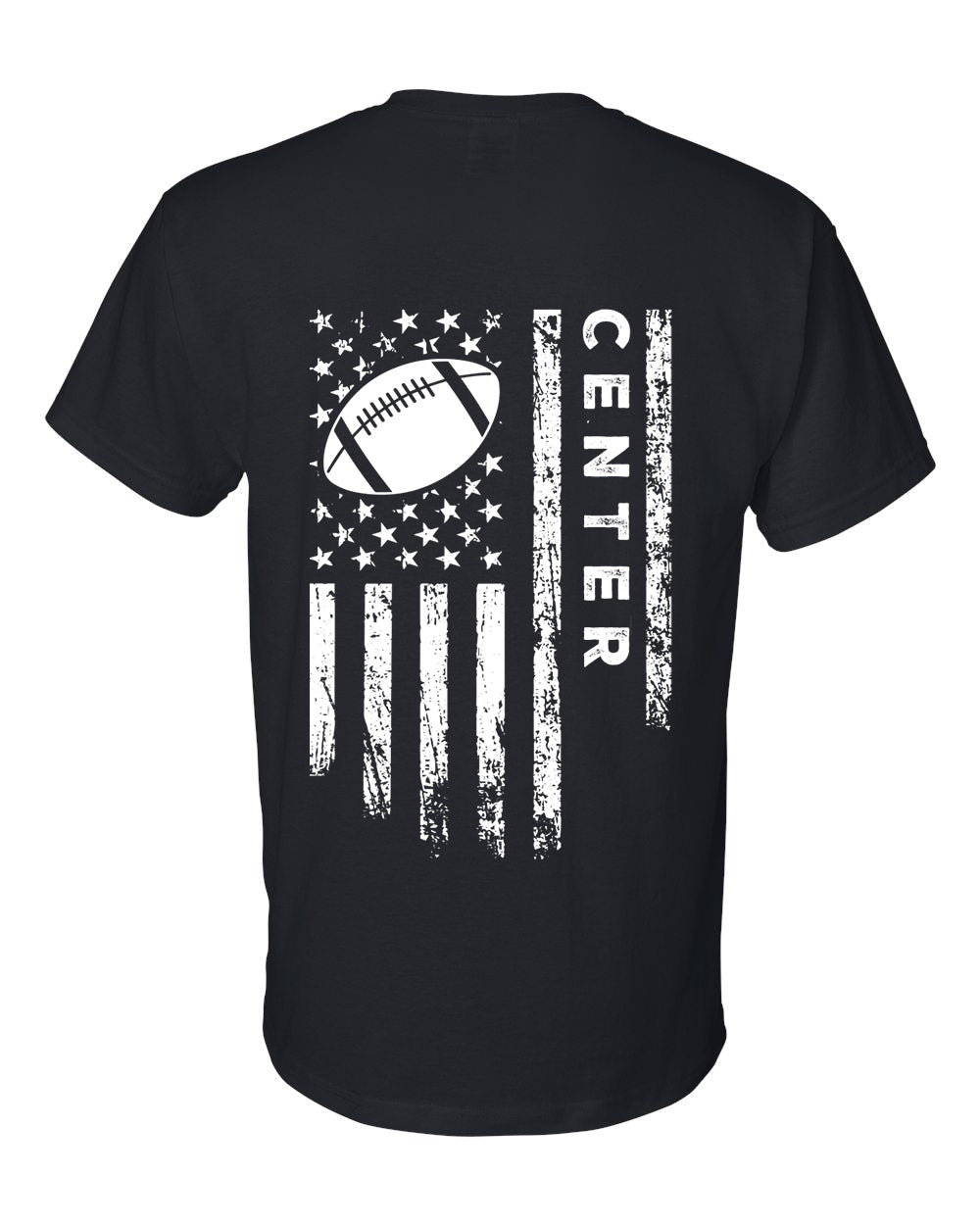CENTER /U.S.A. FLAG T-Shirt - ADULT White Lettering/White Flag