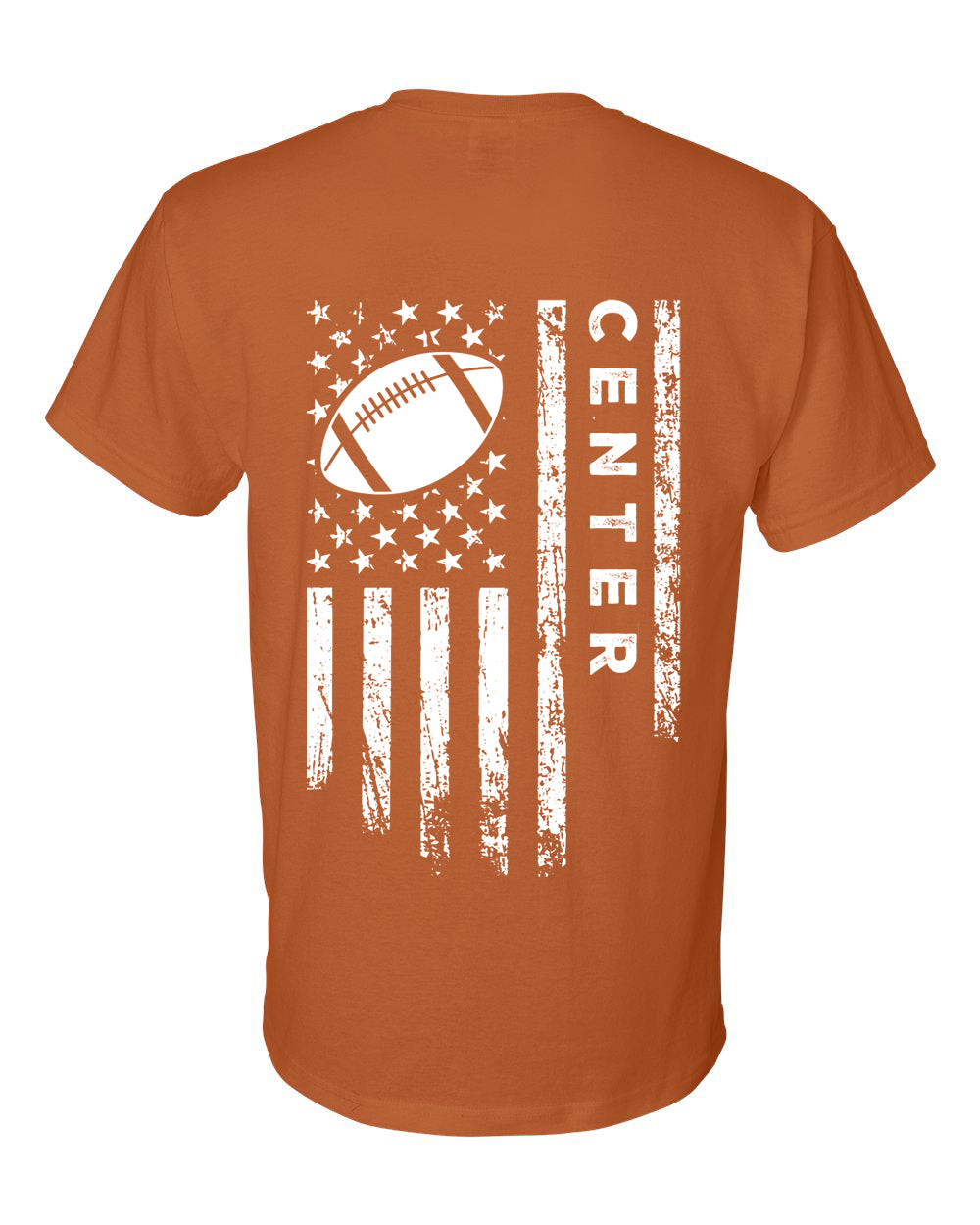 CENTER /U.S.A. FLAG T-Shirt - ADULT White Lettering/White Flag