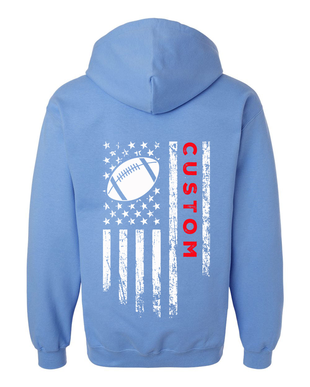 CUSTOM/U.S.A. FLAG HOODIE - ADULT Red Lettering/ White Flag