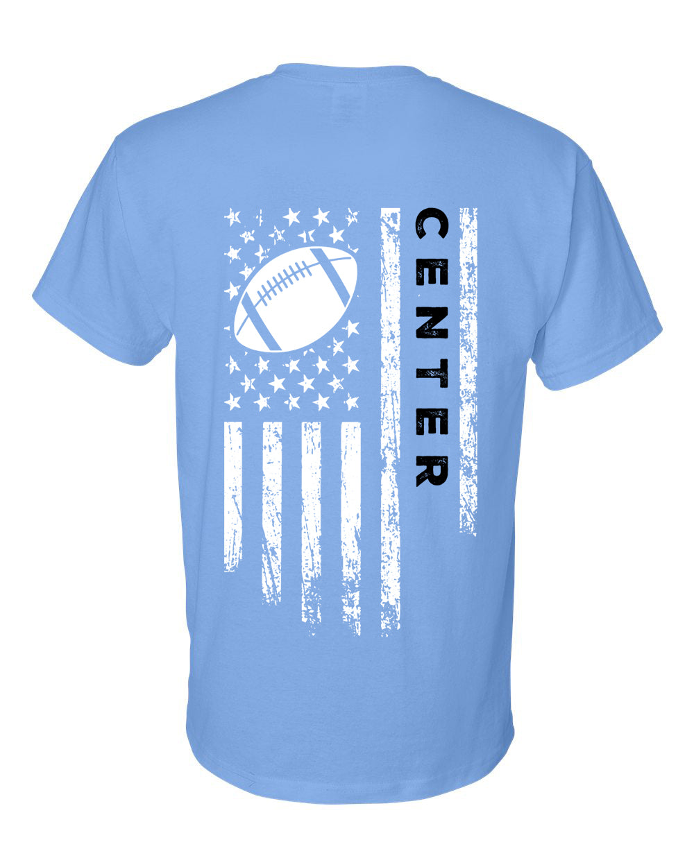 CENTER /U.S.A. FLAG T-Shirt - ADULT Black Lettering/White Flag
