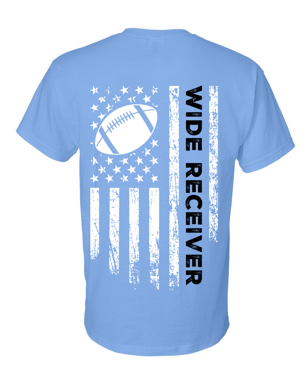 WIDE RECEIVER/U.S.A. FLAG T-Shirt - ADULT Black Lettering/White Flag