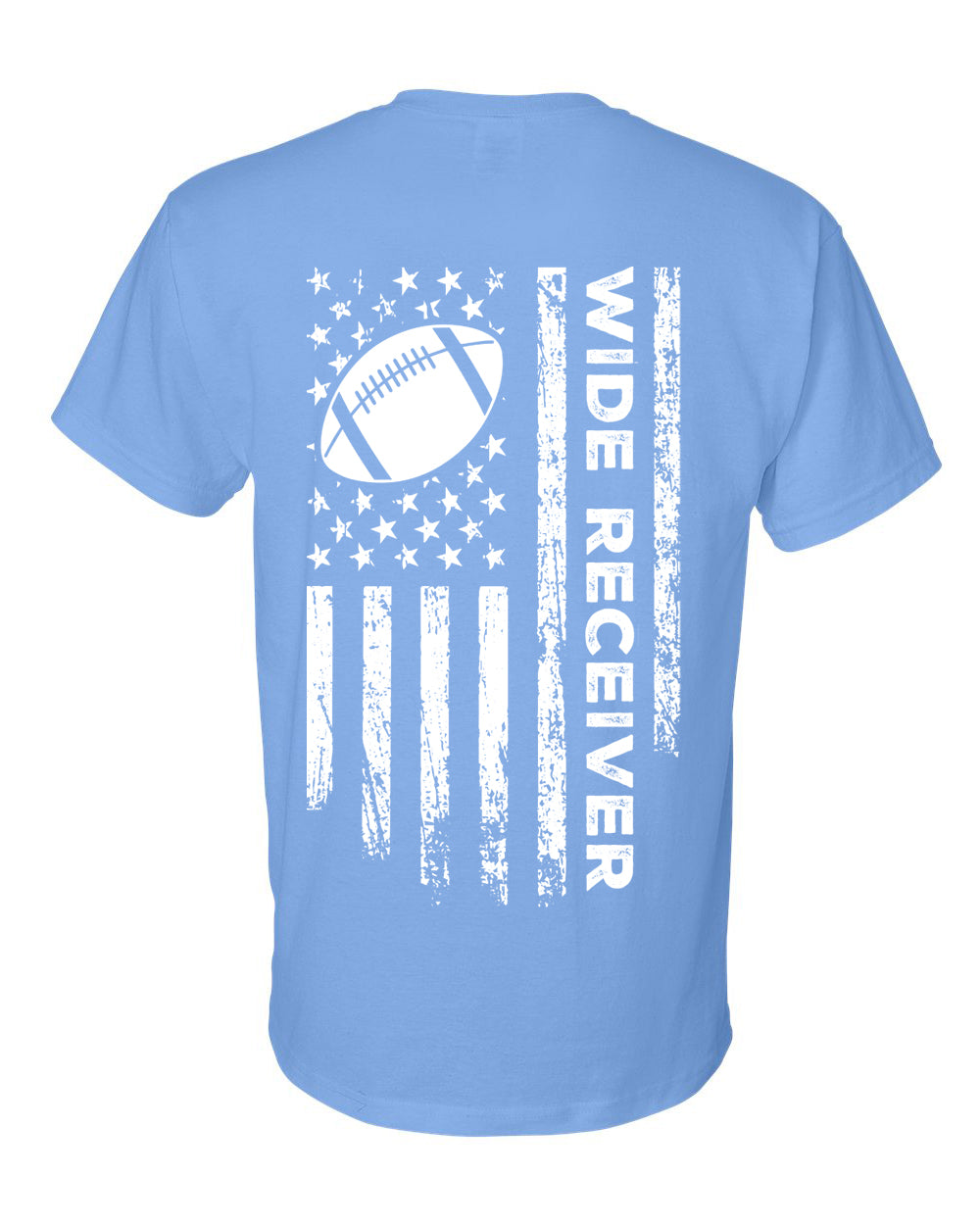 WIDE RECEIVER/U.S.A. FLAG T-Shirt - ADULT White Lettering/White Flag