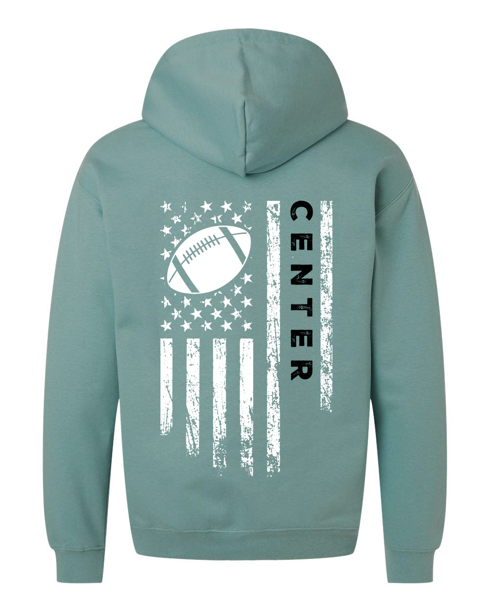 CENTER /U.S.A. FLAG HOODIE - ADULT Black Lettering/White Flag