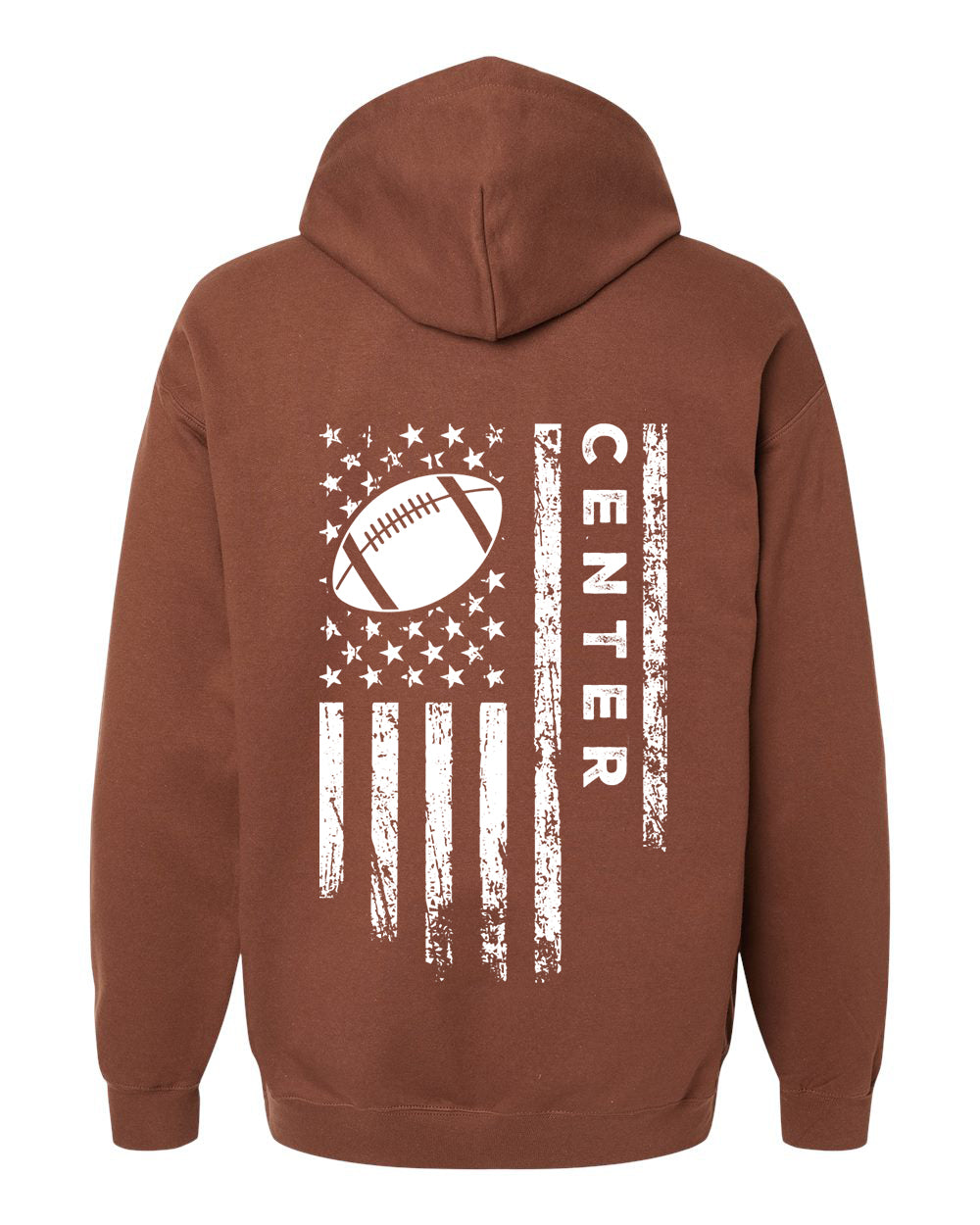 CENTER /U.S.A. FLAG HOODIE - ADULT White Lettering & Flag