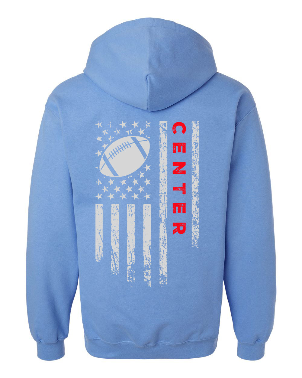 CENTER /U.S.A. FLAG HOODIE - ADULT Red Lettering/White Flag