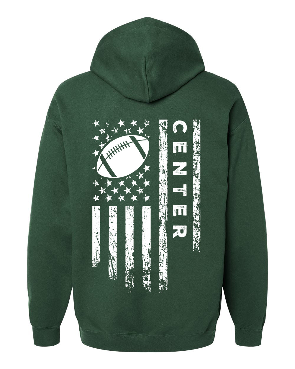 CENTER /U.S.A. FLAG HOODIE - ADULT White Lettering & Flag