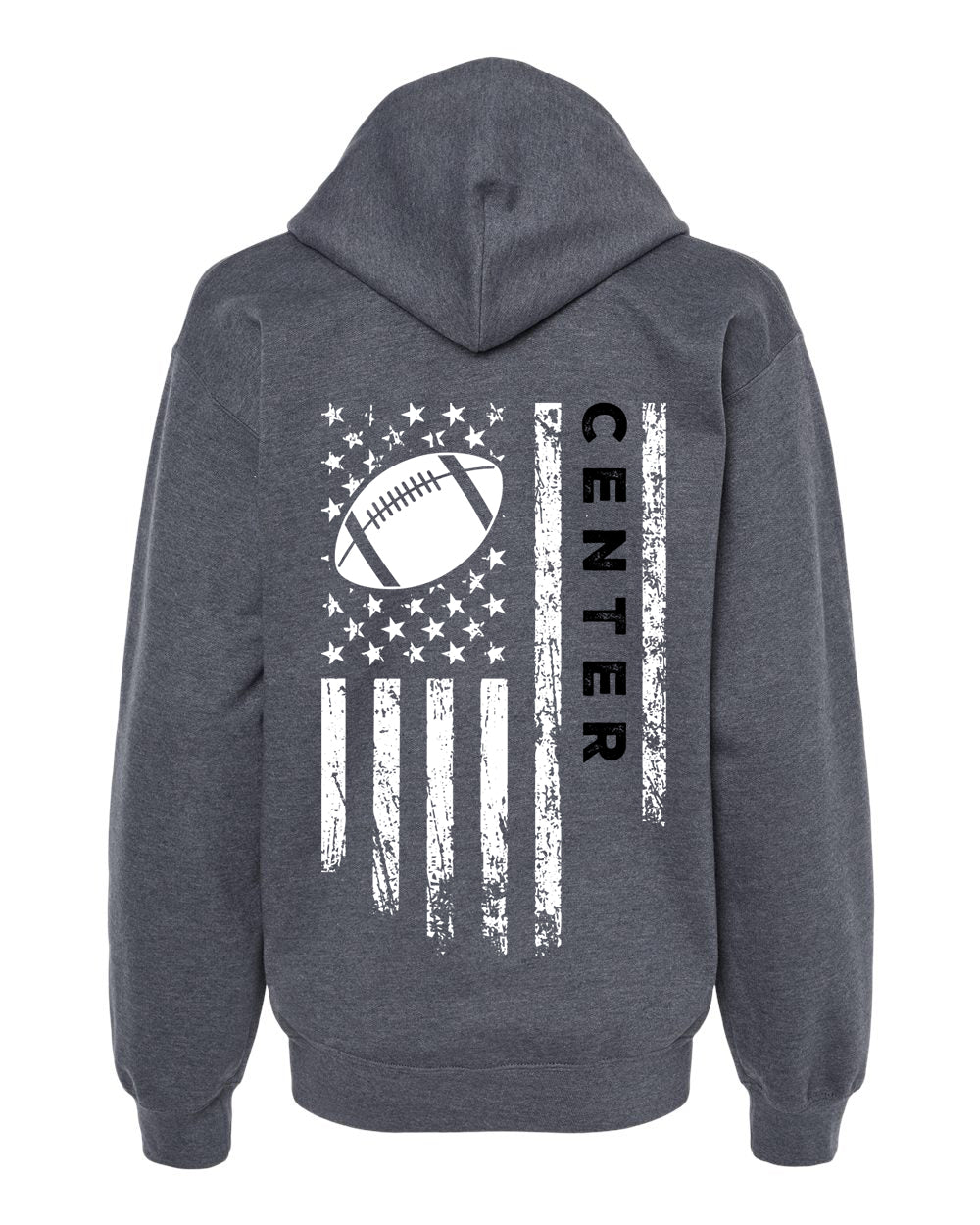 CENTER /U.S.A. FLAG HOODIE - ADULT Black Lettering/White Flag