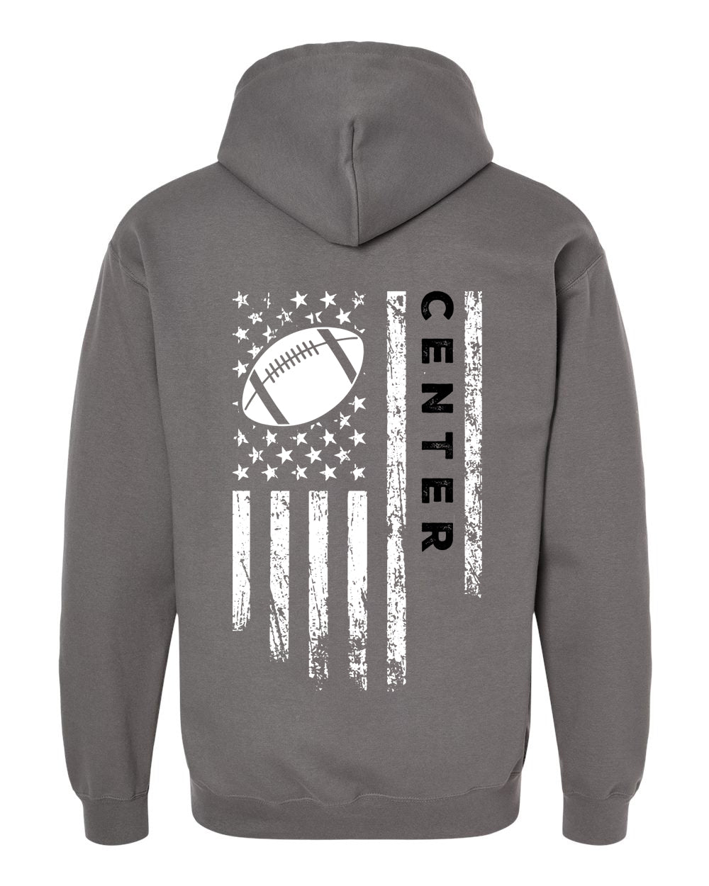 CENTER /U.S.A. FLAG HOODIE - ADULT Black Lettering/White Flag