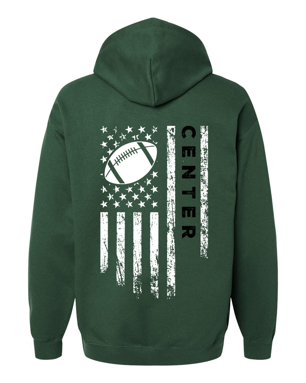 CENTER /U.S.A. FLAG HOODIE - ADULT Black Lettering/White Flag