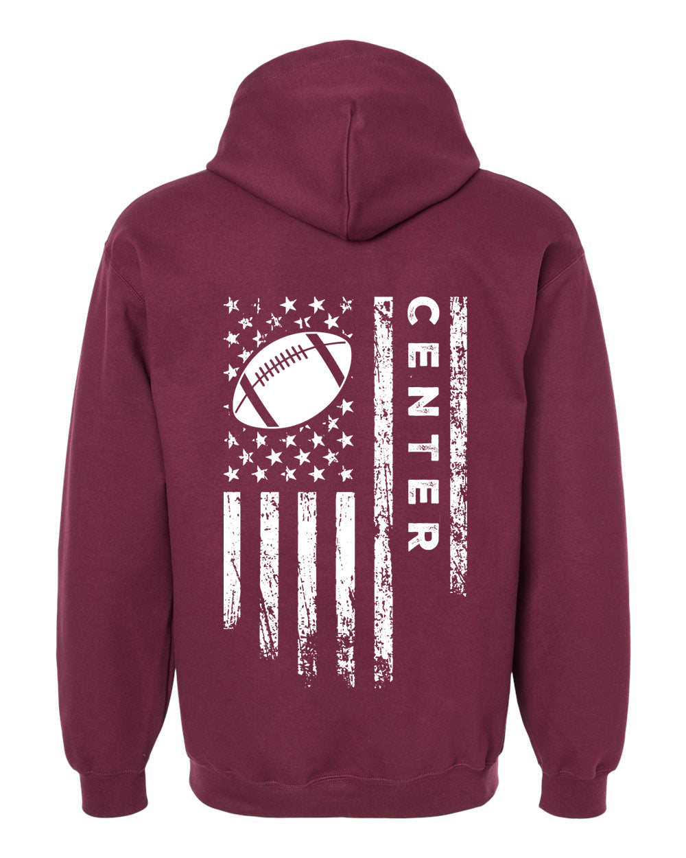 CENTER /U.S.A. FLAG HOODIE - ADULT White Lettering & Flag