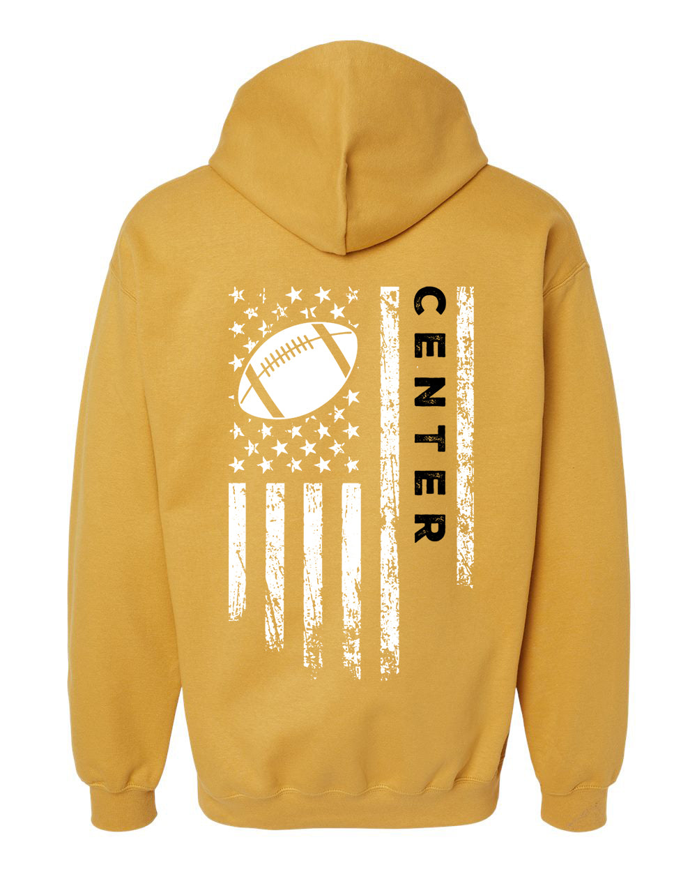 CENTER /U.S.A. FLAG HOODIE - ADULT Black Lettering/White Flag
