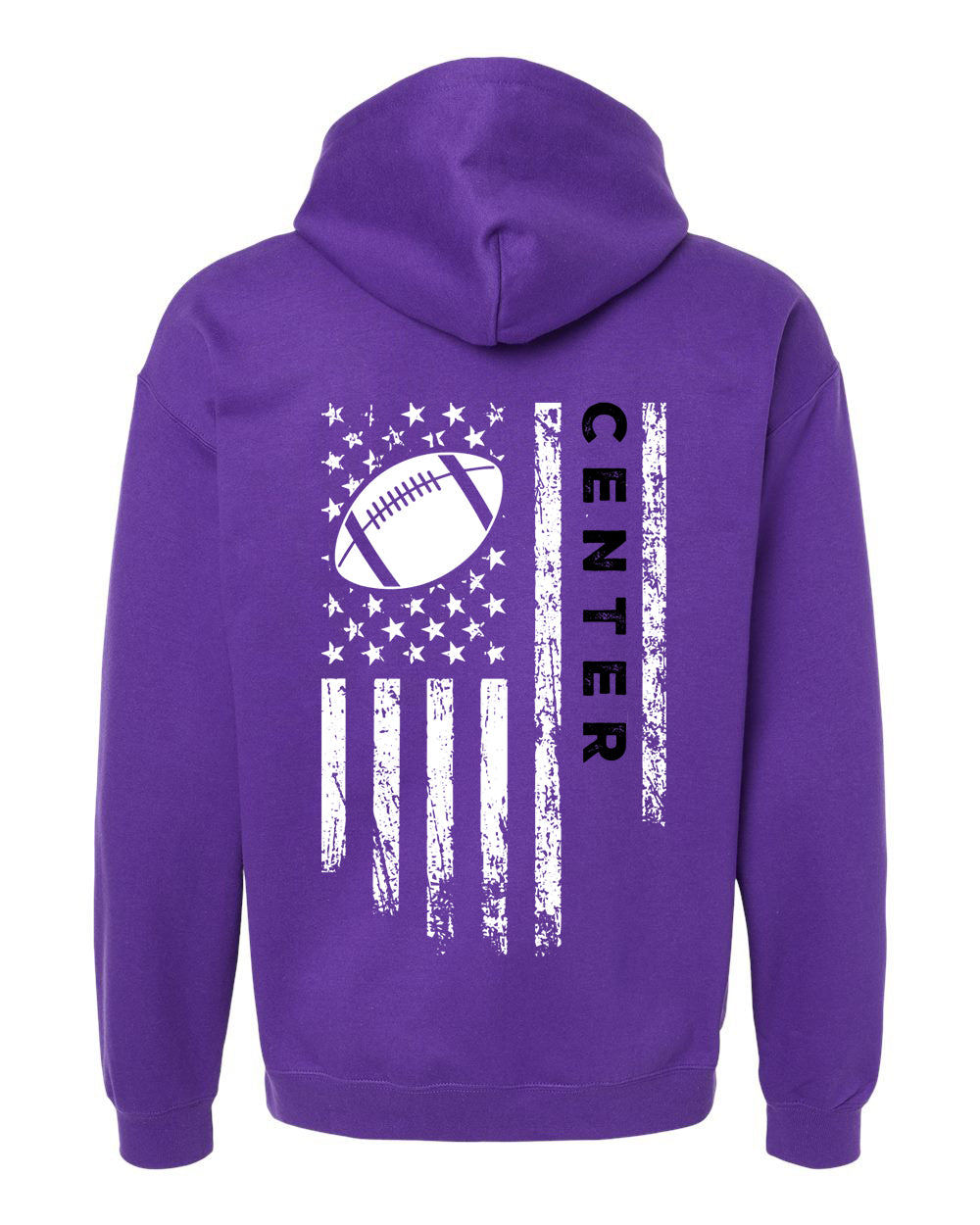 CENTER /U.S.A. FLAG HOODIE - ADULT Black Lettering/White Flag