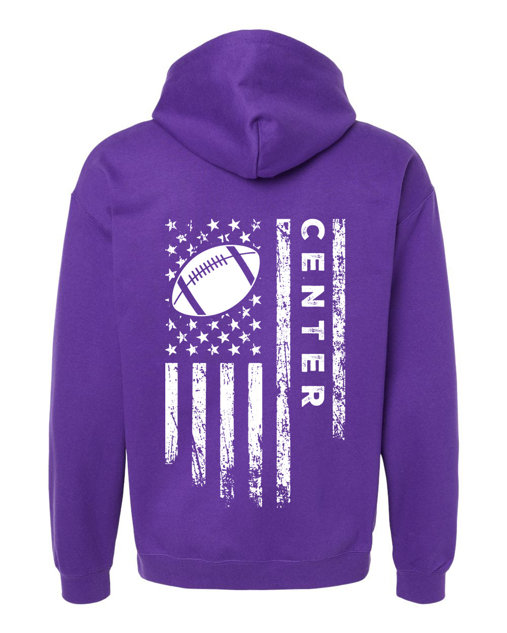 CENTER /U.S.A. FLAG HOODIE - ADULT White Lettering & Flag