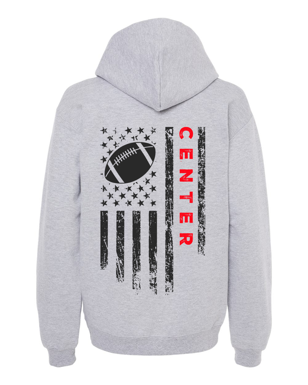 CENTER /U.S.A. FLAG HOODIE - ADULT Red Lettering/Black Flag