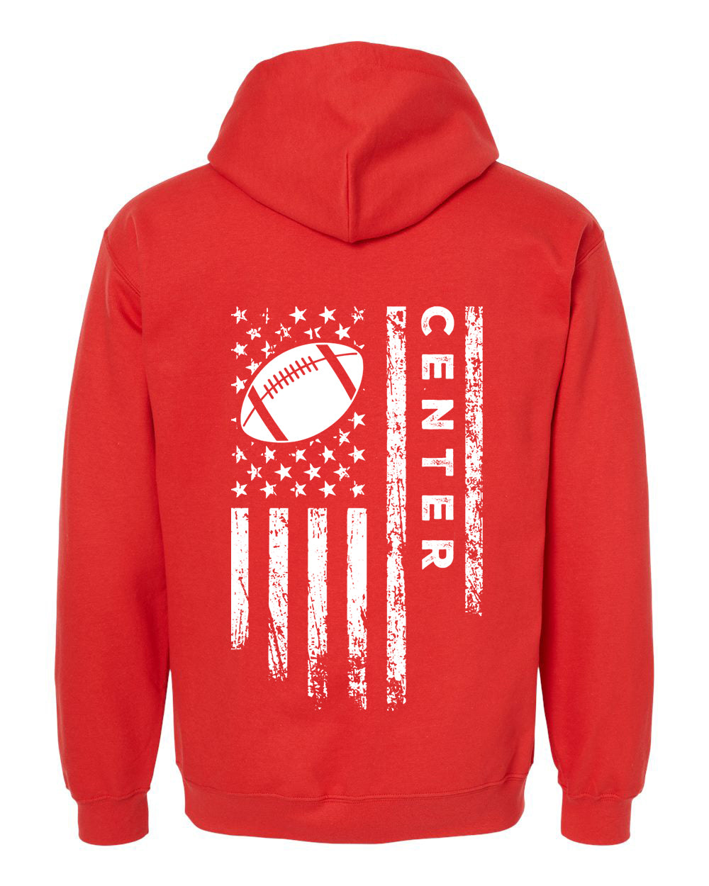 CENTER /U.S.A. FLAG HOODIE - ADULT White Lettering & Flag