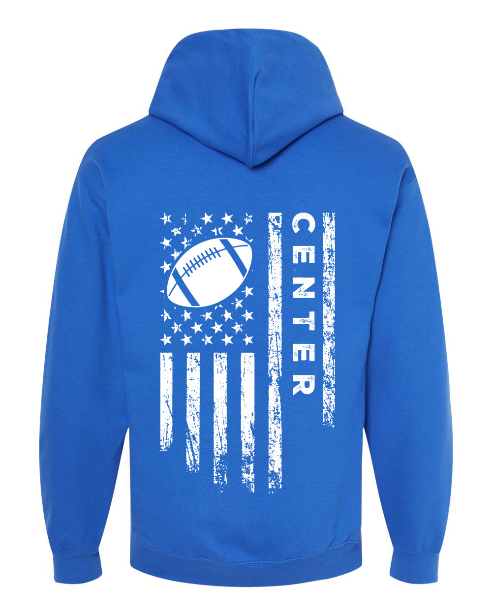 CENTER /U.S.A. FLAG HOODIE - ADULT White Lettering & Flag
