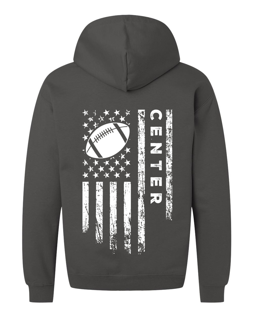 CENTER /U.S.A. FLAG HOODIE - ADULT White Lettering & Flag