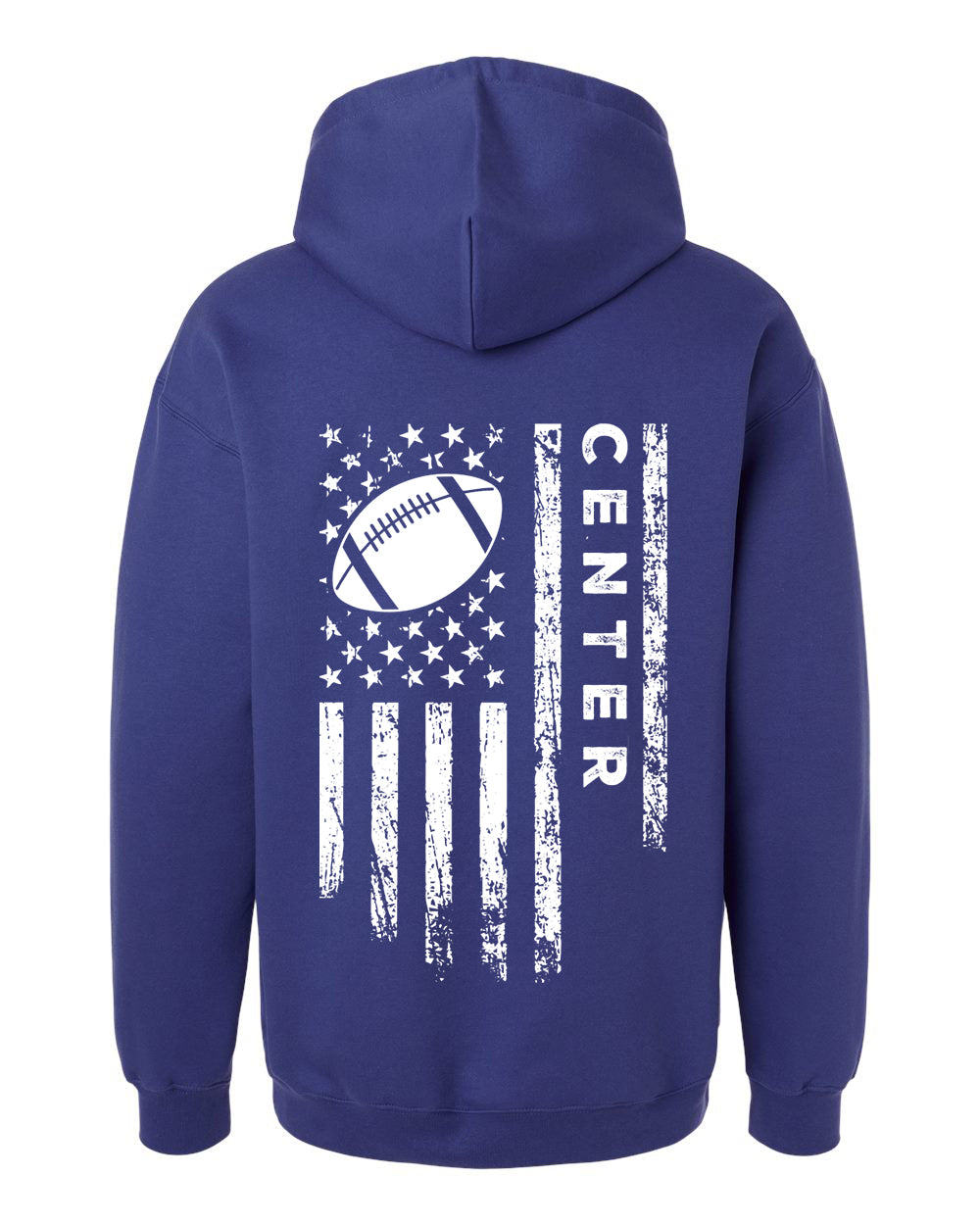 CENTER /U.S.A. FLAG HOODIE - ADULT White Lettering & Flag
