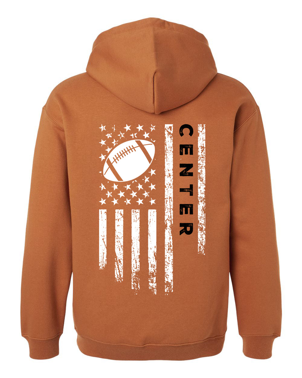 CENTER /U.S.A. FLAG HOODIE - ADULT Black Lettering/White Flag