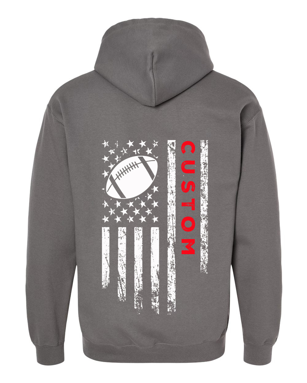 CUSTOM/U.S.A. FLAG HOODIE - ADULT Red Lettering/ White Flag