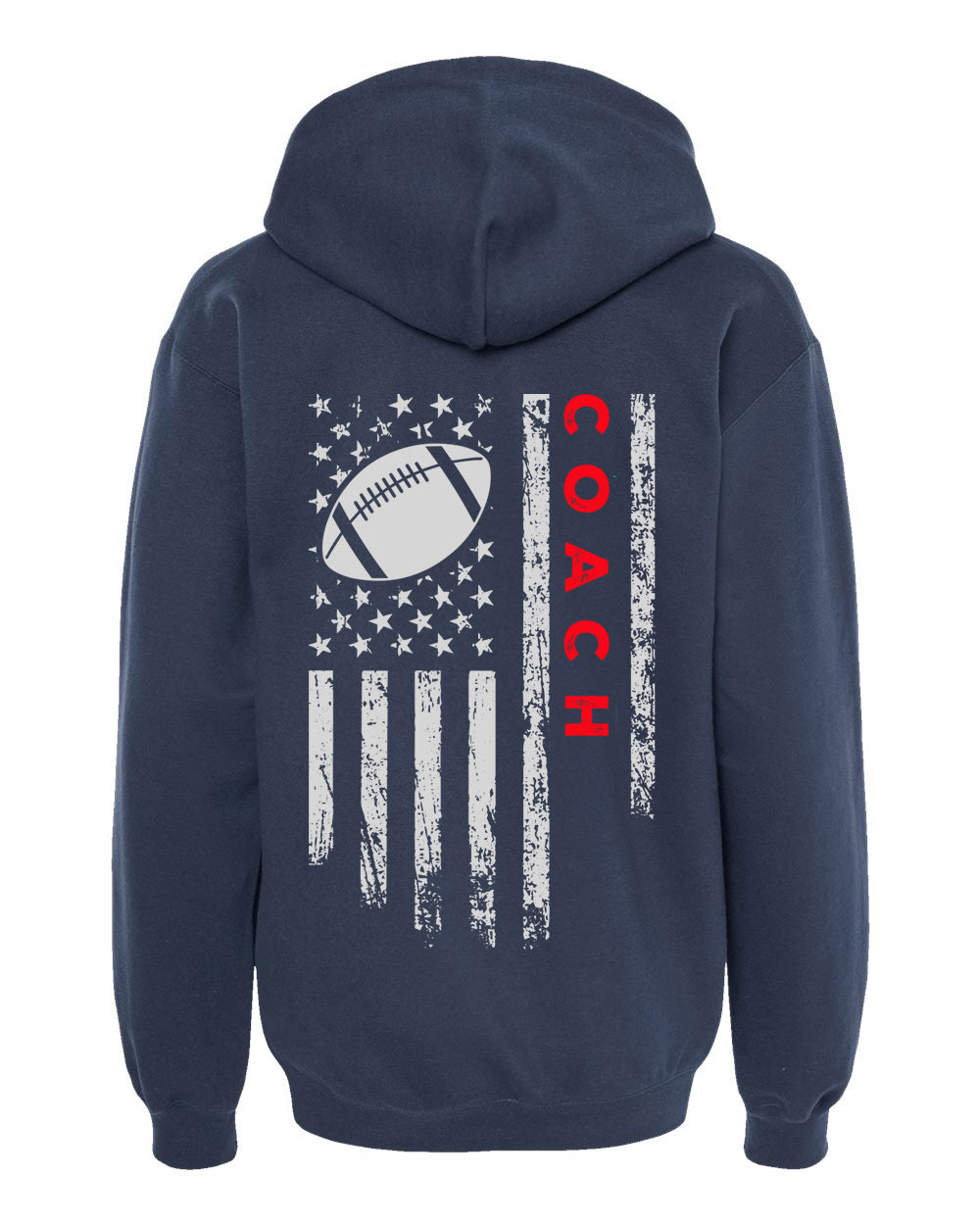 COACH / U.S.A. FLAG HOODIE - ADULT Red Lettering/White Flag