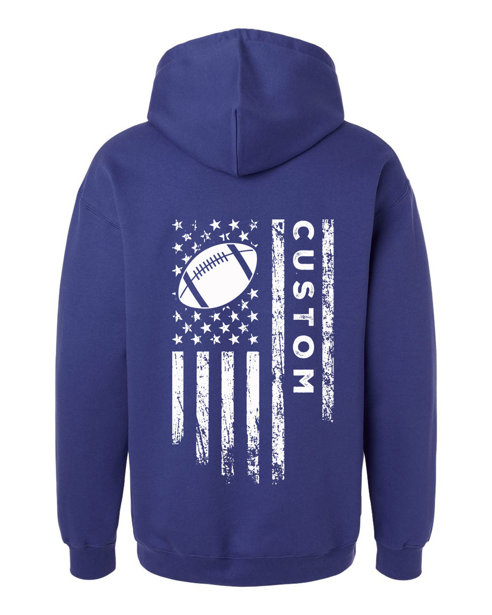 CUSTOM/U.S.A. FLAG HOODIE - ADULT White Lettering/ White Flag
