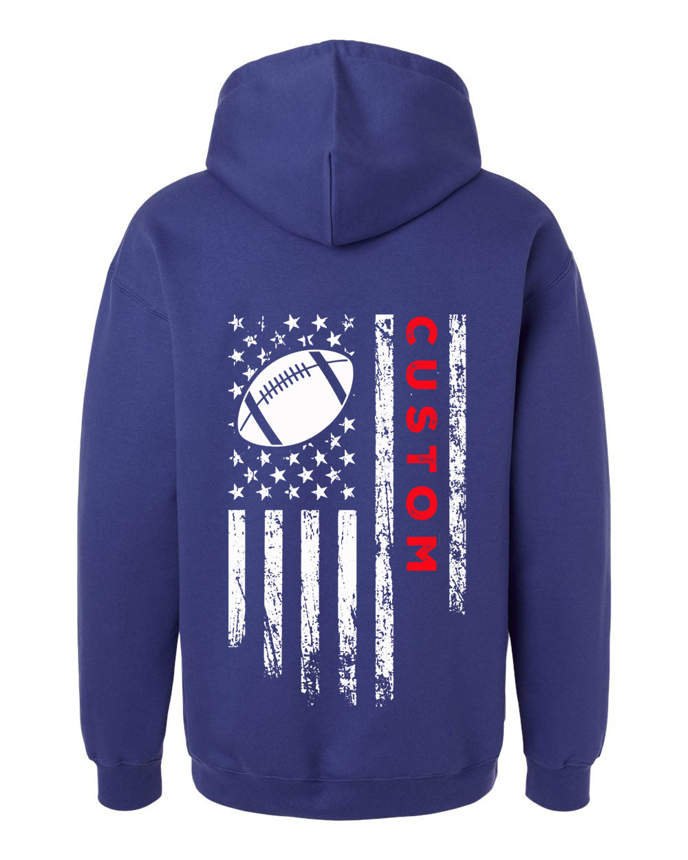 CUSTOM/U.S.A. FLAG HOODIE - ADULT Red Lettering/ White Flag