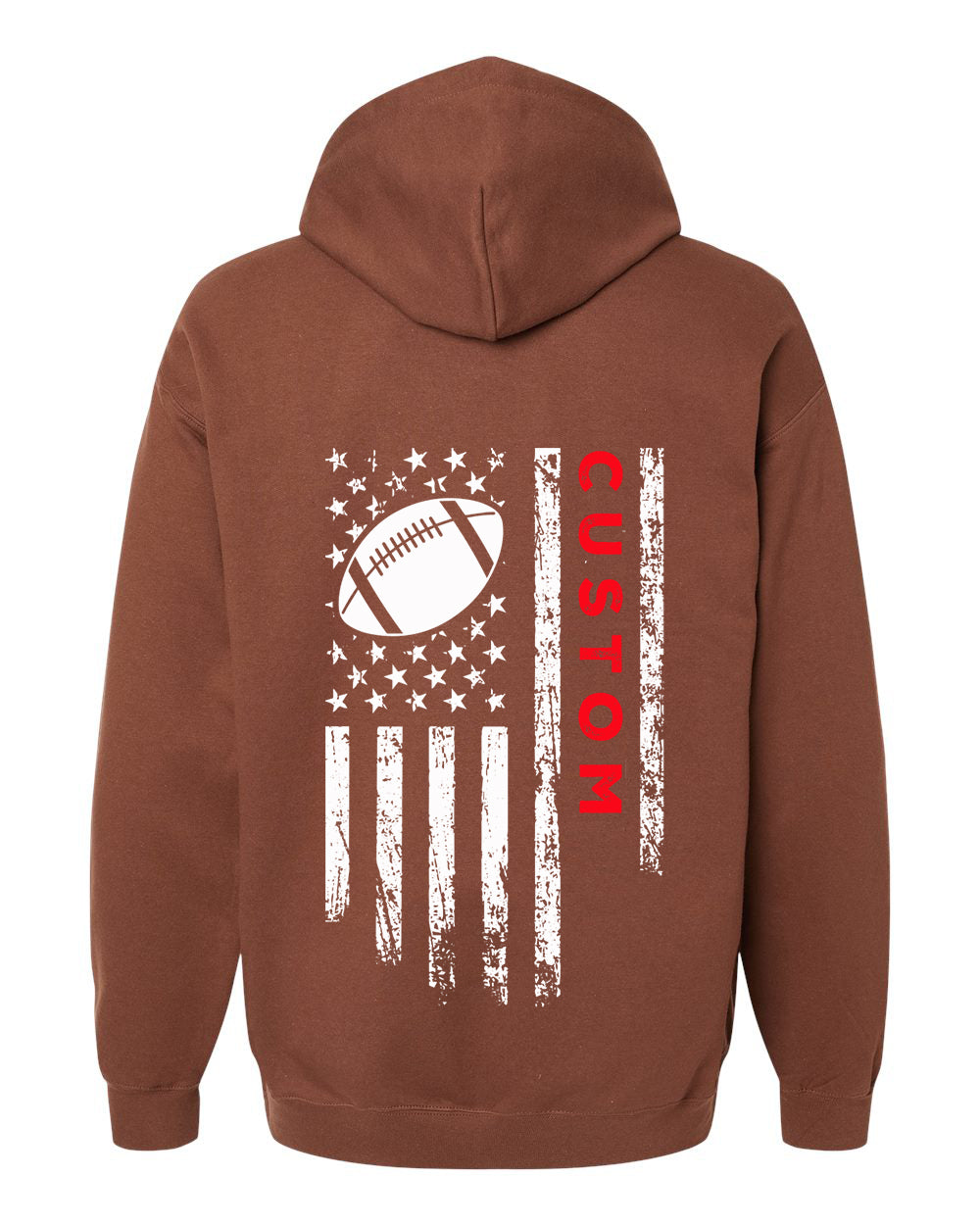 CUSTOM/U.S.A. FLAG HOODIE - ADULT Red Lettering/ White Flag