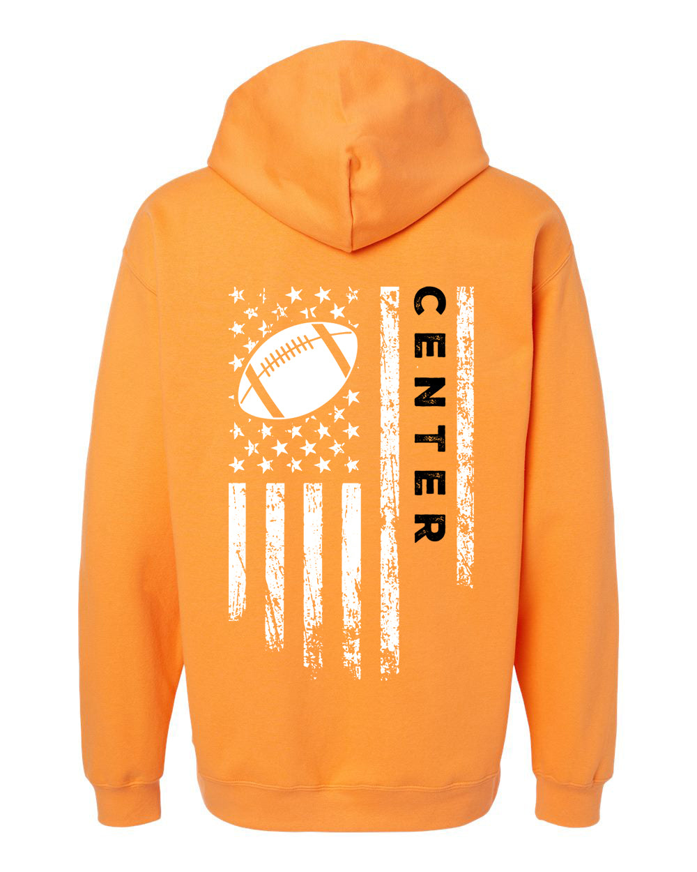 CENTER /U.S.A. FLAG HOODIE - ADULT Black Lettering/White Flag