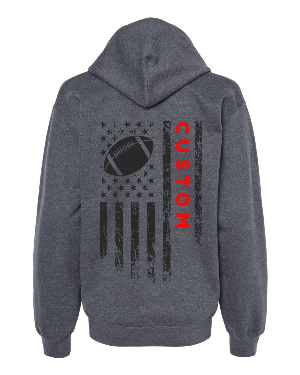 CUSTOM/U.S.A. FLAG HOODIE - ADULT Red Lettering/ Black Flag
