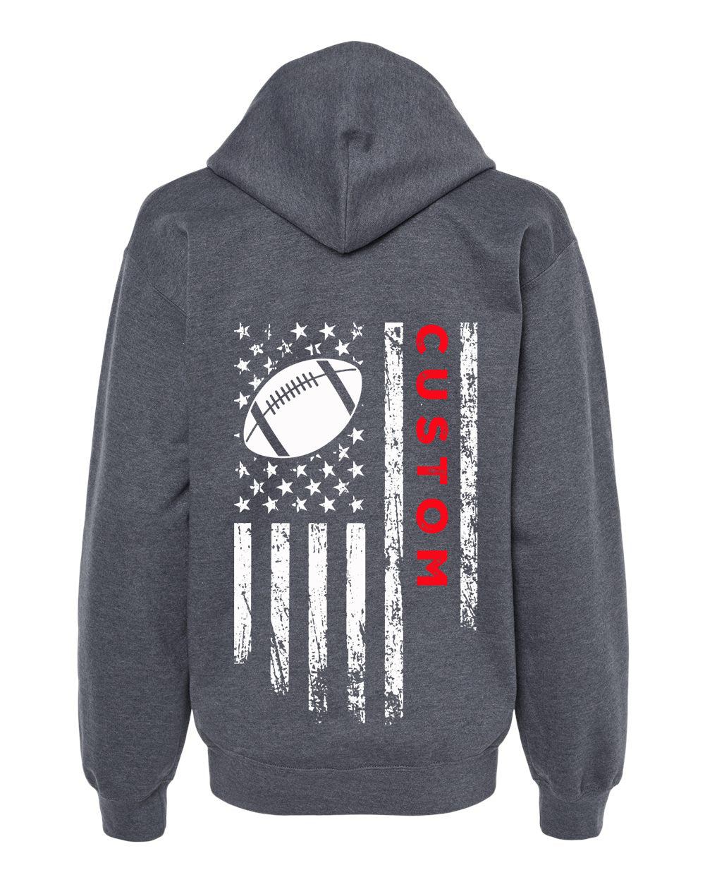 CUSTOM/U.S.A. FLAG HOODIE - ADULT Red Lettering/ White Flag