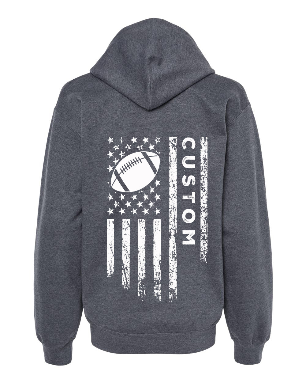 CUSTOM/U.S.A. FLAG HOODIE - ADULT White Lettering/ White Flag