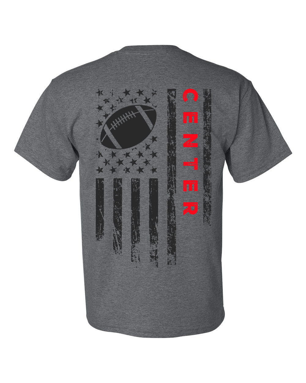 CENTER /U.S.A. FLAG T-Shirt - ADULT Red Lettering/Black Flag