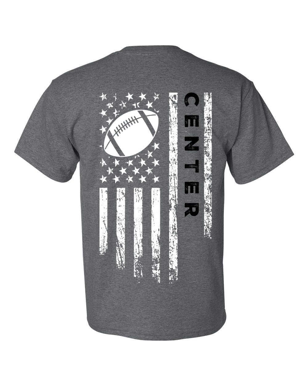 CENTER /U.S.A. FLAG T-Shirt - ADULT Black Lettering/White Flag