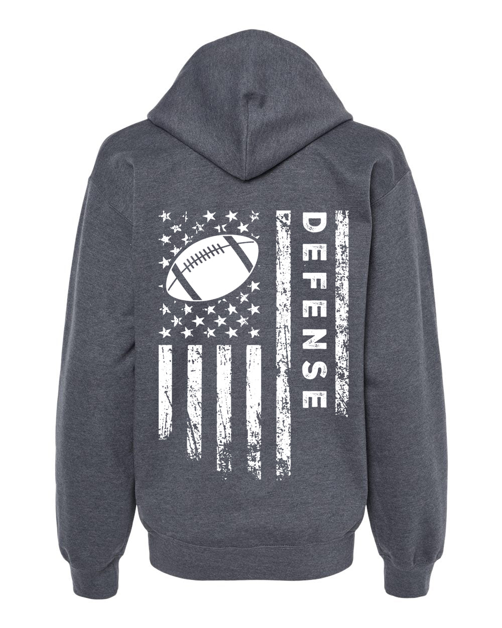 DEFENSE /U.S.A. FLAG HOODIE - ADULT White Lettering/White Flag