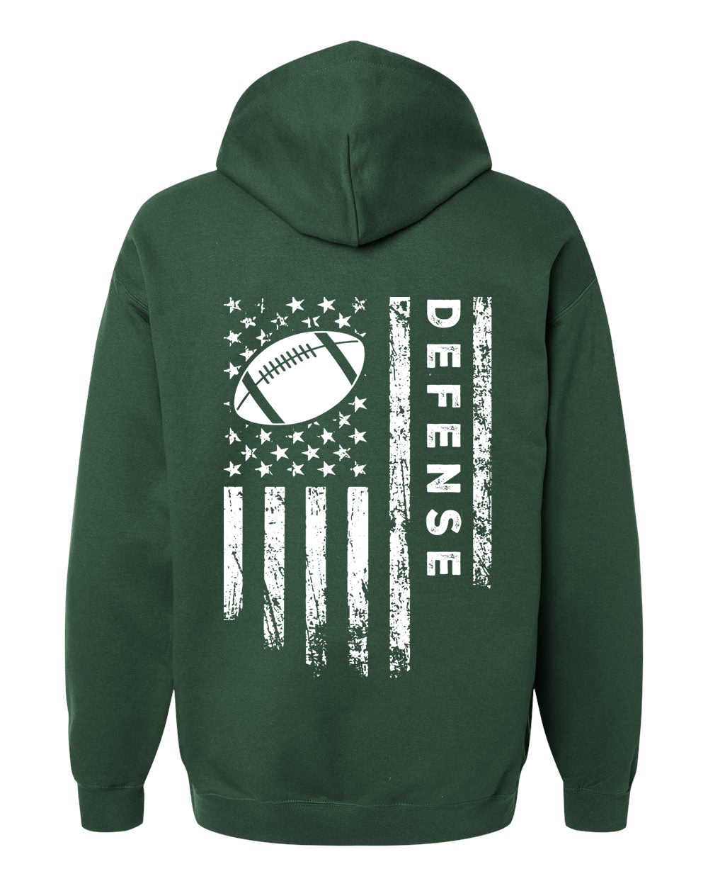 DEFENSE /U.S.A. FLAG HOODIE - ADULT White Lettering/White Flag