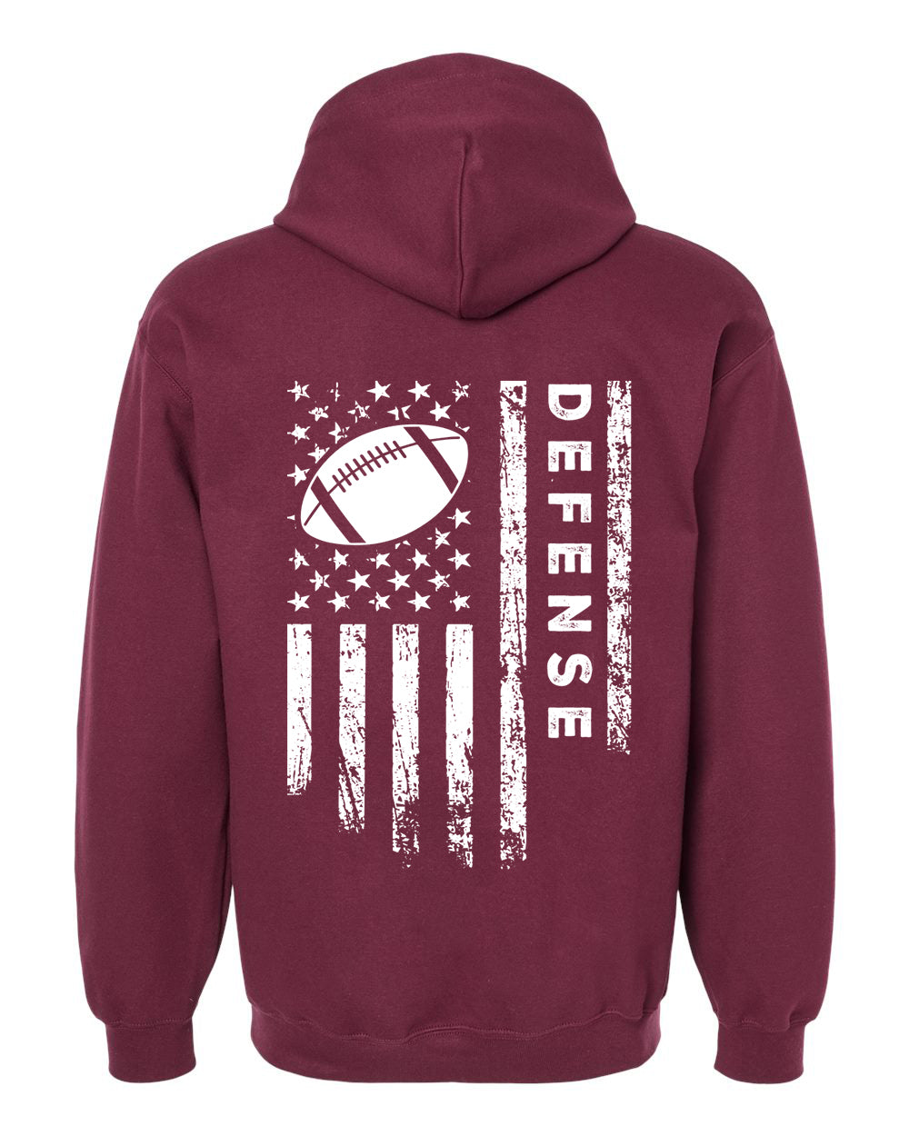 DEFENSE /U.S.A. FLAG HOODIE - ADULT White Lettering/White Flag