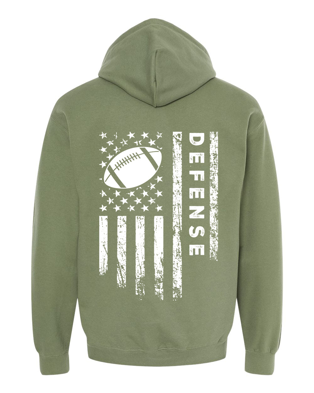 DEFENSE /U.S.A. FLAG HOODIE - ADULT White Lettering/White Flag