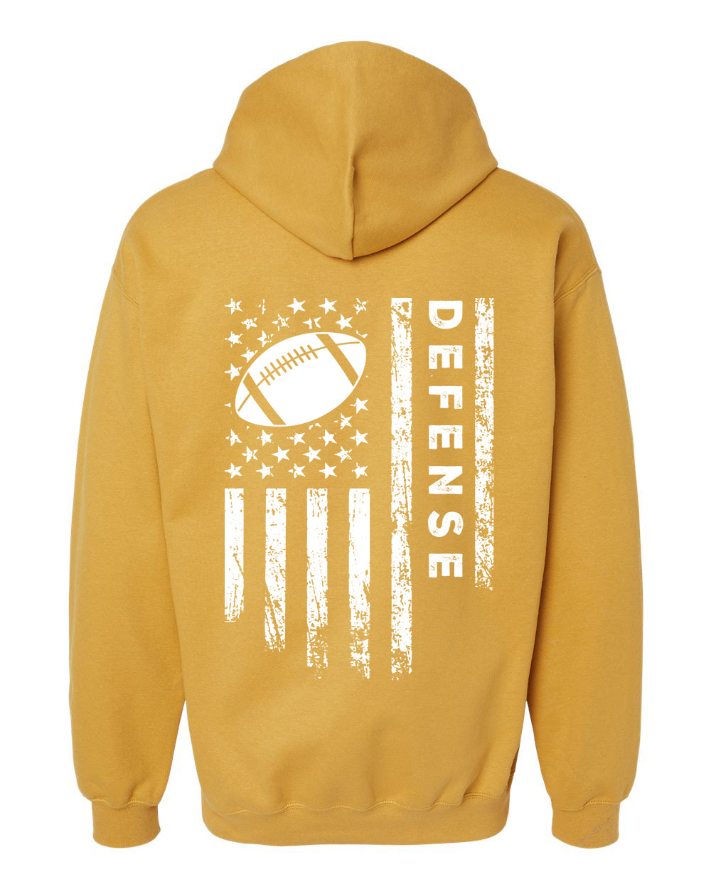 DEFENSE /U.S.A. FLAG HOODIE - ADULT White Lettering/White Flag
