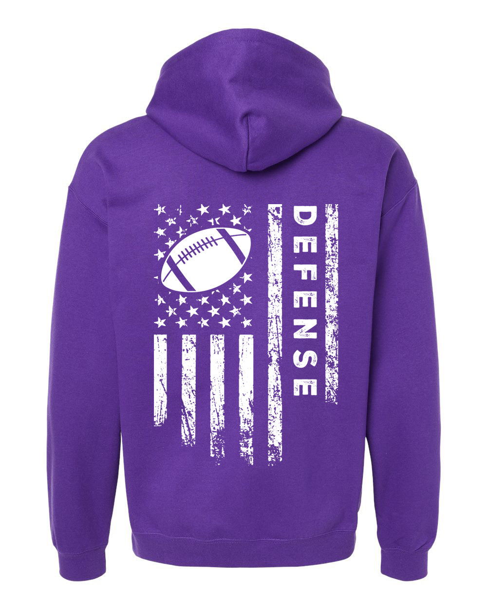 DEFENSE /U.S.A. FLAG HOODIE - ADULT White Lettering/White Flag